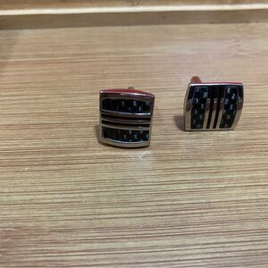 Wedding guest Modern Stainless Steel & Carbon Fiber Look Cufflinks